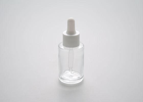 Bouteilles en verre plates de 20/410 de bouteille essentielle de pompe à huile compte-gouttes de l'épaule 30ml